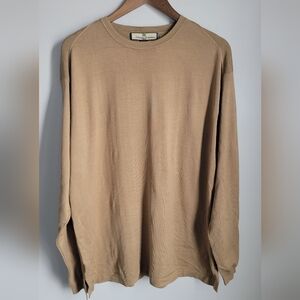 Tommy Bahama Mens Silk Blend Sweater Tan Long Sleeve Size Large Classic Preppy